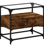 VidaXL Tv-meubel met glazen blad 60x35x51 cm hout gerookt eikenkleurig