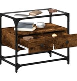 VidaXL Tv-meubel met glazen blad 60x35x51 cm hout gerookt eikenkleurig