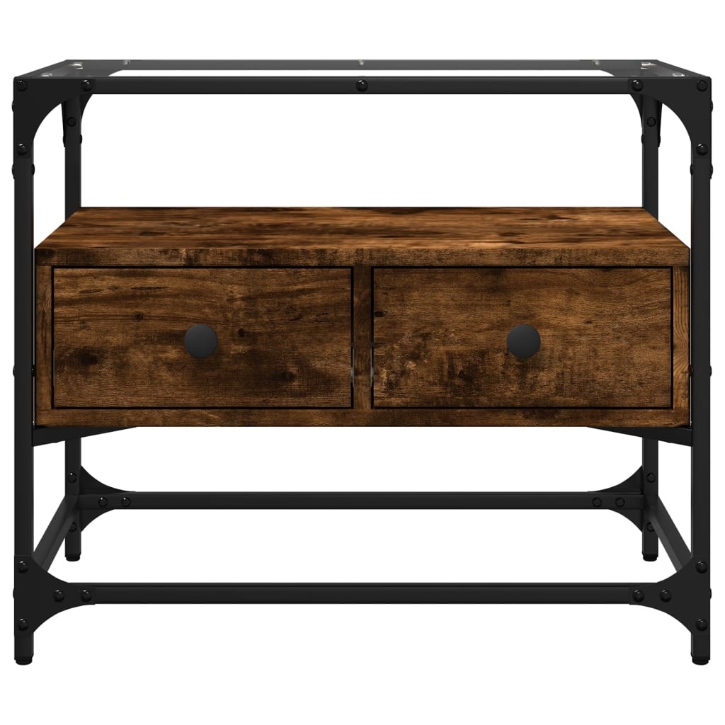 VidaXL Tv-meubel met glazen blad 60x35x51 cm hout gerookt eikenkleurig