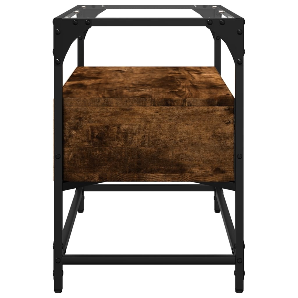 VidaXL Tv-meubel met glazen blad 60x35x51 cm hout gerookt eikenkleurig