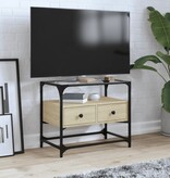 VidaXL Tv-meubel met glazen blad 60x35x51 cm bewerkt hout sonoma eiken