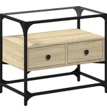 VidaXL Tv-meubel met glazen blad 60x35x51 cm bewerkt hout sonoma eiken