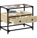 VidaXL Tv-meubel met glazen blad 60x35x51 cm bewerkt hout sonoma eiken