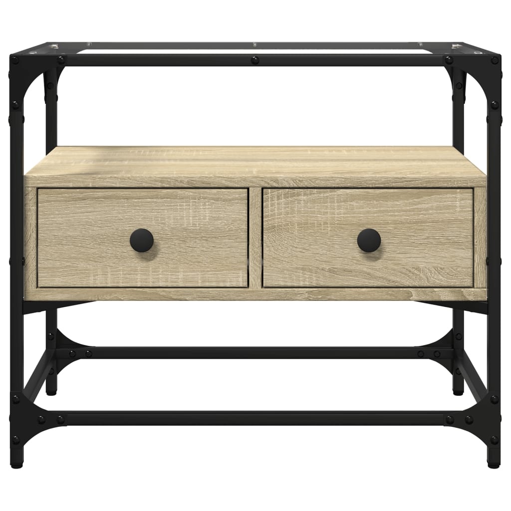 VidaXL Tv-meubel met glazen blad 60x35x51 cm bewerkt hout sonoma eiken