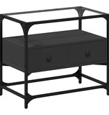 VidaXL Tv-meubel met glazen blad 60x35x51 cm bewerkt hout zwart