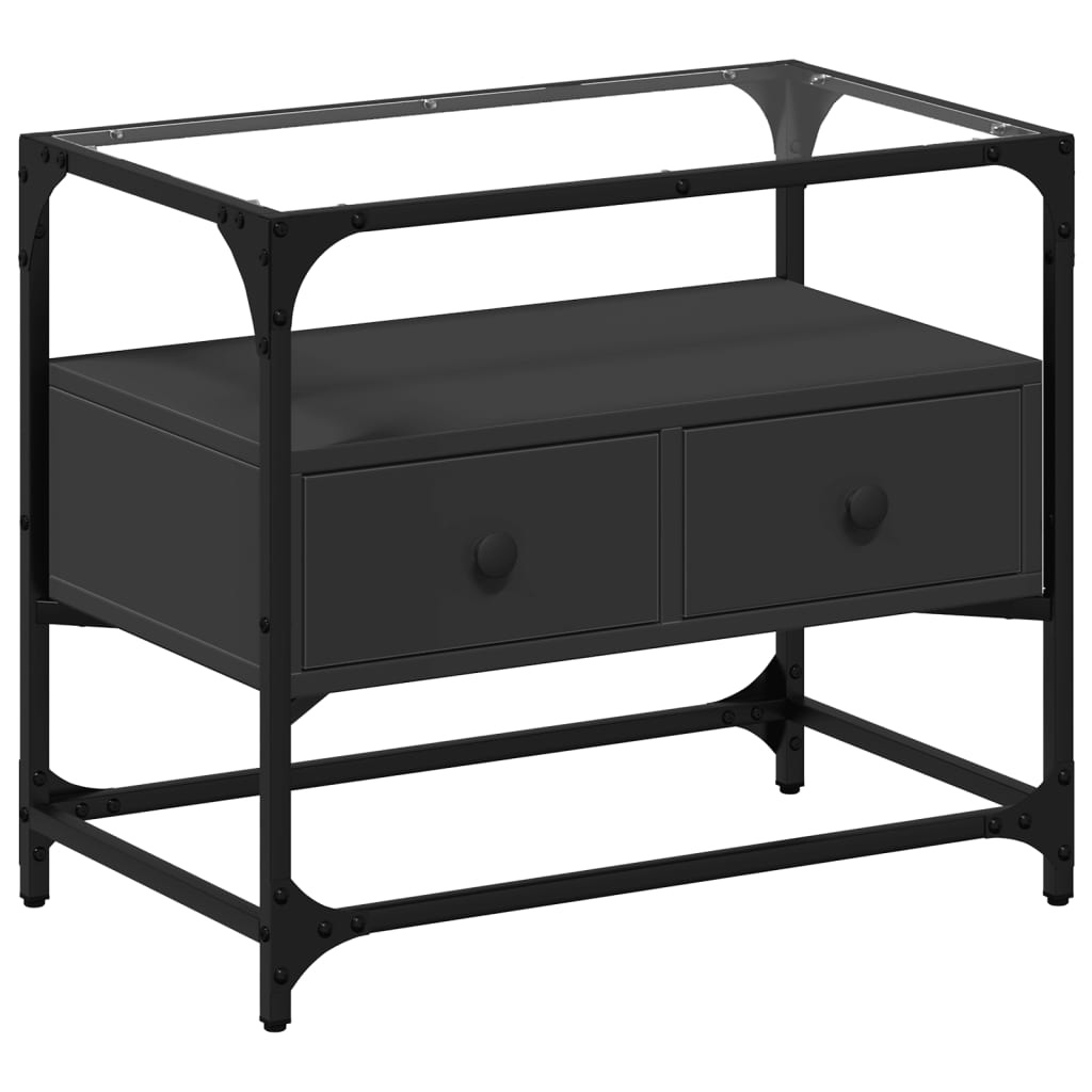 VidaXL Tv-meubel met glazen blad 60x35x51 cm bewerkt hout zwart