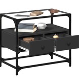 VidaXL Tv-meubel met glazen blad 60x35x51 cm bewerkt hout zwart