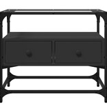 VidaXL Tv-meubel met glazen blad 60x35x51 cm bewerkt hout zwart