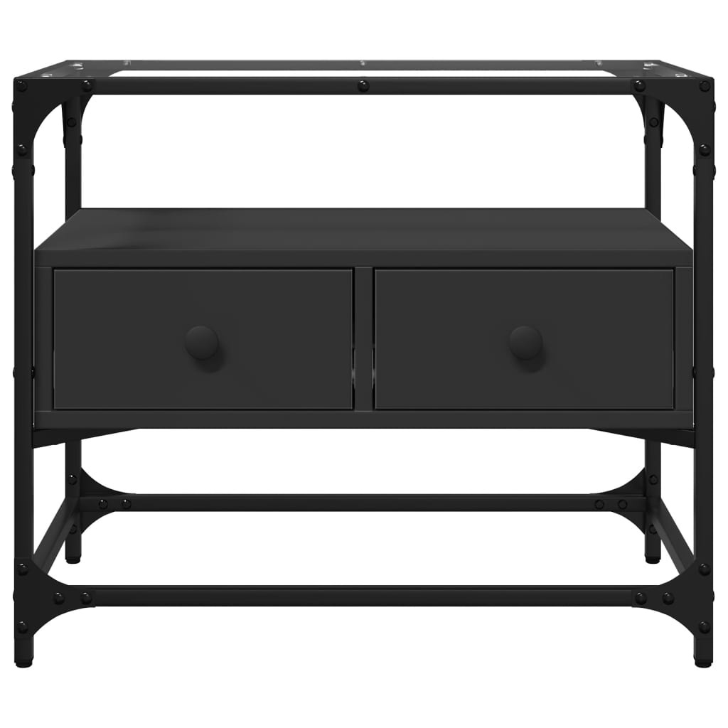 VidaXL Tv-meubel met glazen blad 60x35x51 cm bewerkt hout zwart