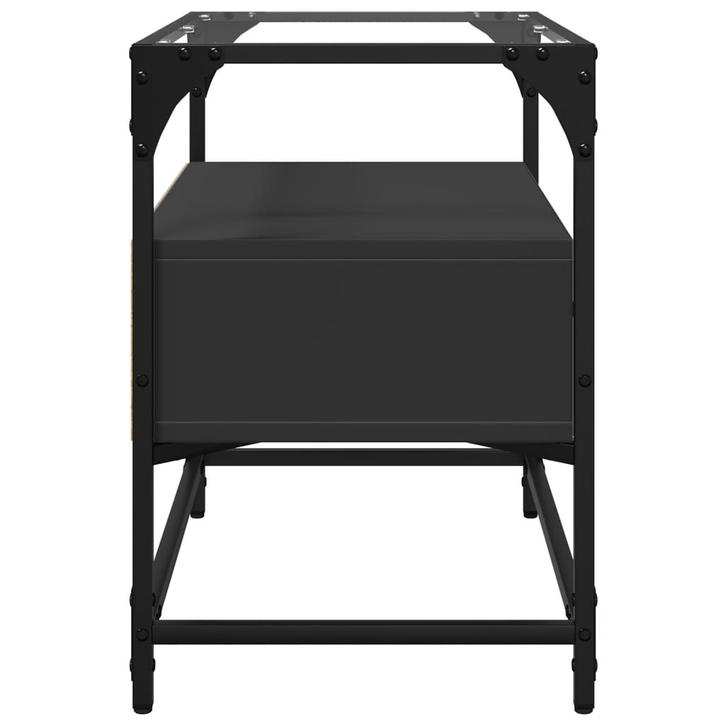 VidaXL Tv-meubel met glazen blad 60x35x51 cm bewerkt hout zwart