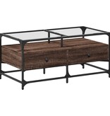 VidaXL Salontafel met glazen blad 98,5x50x45 cm sonoma eiken staal