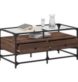 VidaXL Salontafel met glazen blad 98,5x50x45 cm sonoma eiken staal