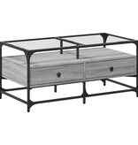 VidaXL Salontafel met glazen blad 98,5x50x45 cm staal