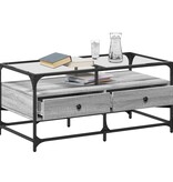 VidaXL Salontafel met glazen blad 98,5x50x45 cm staal