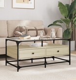 VidaXL Salontafel met glazen blad 98,5x50x45 cm sonoma eiken staal
