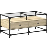 VidaXL Salontafel met glazen blad 98,5x50x45 cm sonoma eiken staal