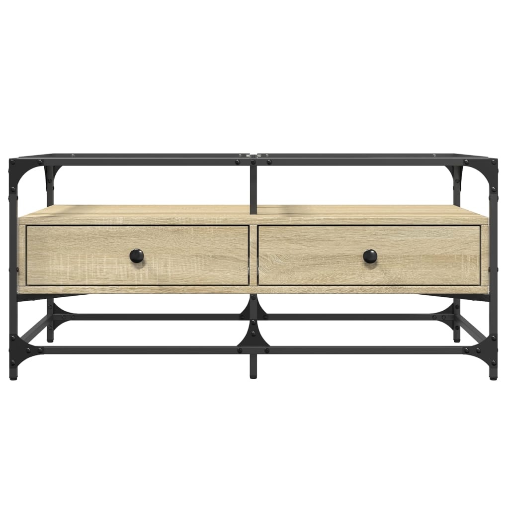 VidaXL Salontafel met glazen blad 98,5x50x45 cm sonoma eiken staal