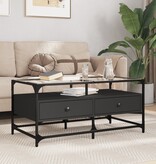 VidaXL Salontafel met zwart glazen blad 98,5x50x45 cm staal