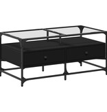 VidaXL Salontafel met zwart glazen blad 98,5x50x45 cm staal