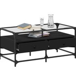 VidaXL Salontafel met zwart glazen blad 98,5x50x45 cm staal