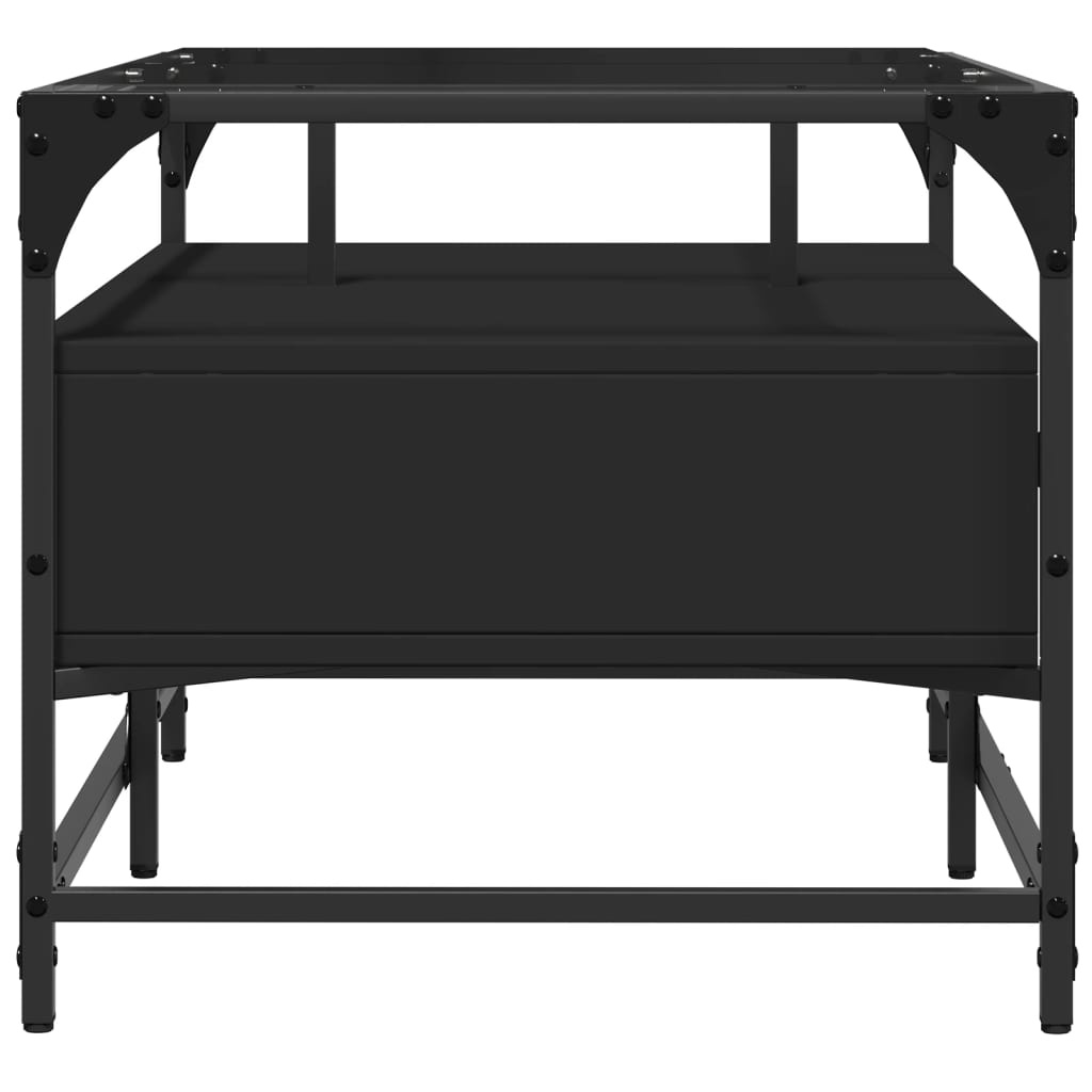 VidaXL Salontafel met zwart glazen blad 98,5x50x45 cm staal