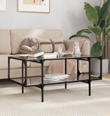 VidaXL Salontafel met zwart glazen blad 98,5x50x45 cm staal