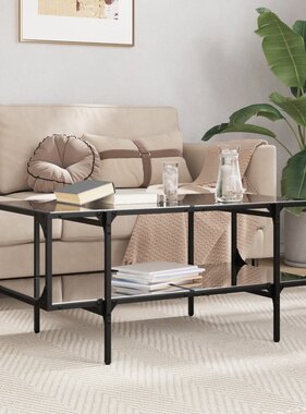 VidaXL Salontafel met zwart glazen blad 98,5x50x45 cm staal