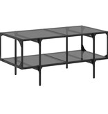 VidaXL Salontafel met zwart glazen blad 98,5x50x45 cm staal