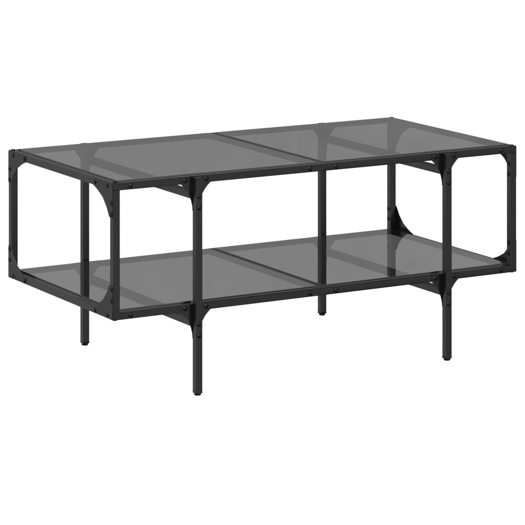 VidaXL Salontafel met zwart glazen blad 98,5x50x45 cm staal