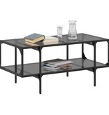 VidaXL Salontafel met zwart glazen blad 98,5x50x45 cm staal