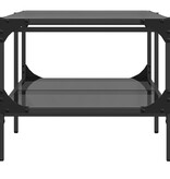 VidaXL Salontafel met zwart glazen blad 98,5x50x45 cm staal