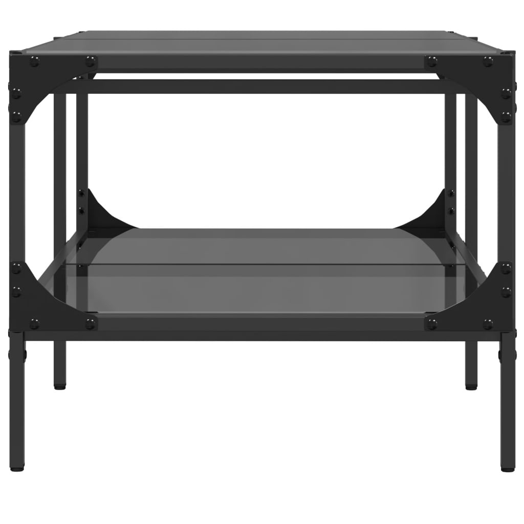 VidaXL Salontafel met zwart glazen blad 98,5x50x45 cm staal