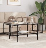 VidaXL Salontafel met transparant glazen blad 98,5x50x45 cm staal