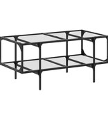 VidaXL Salontafel met transparant glazen blad 98,5x50x45 cm staal