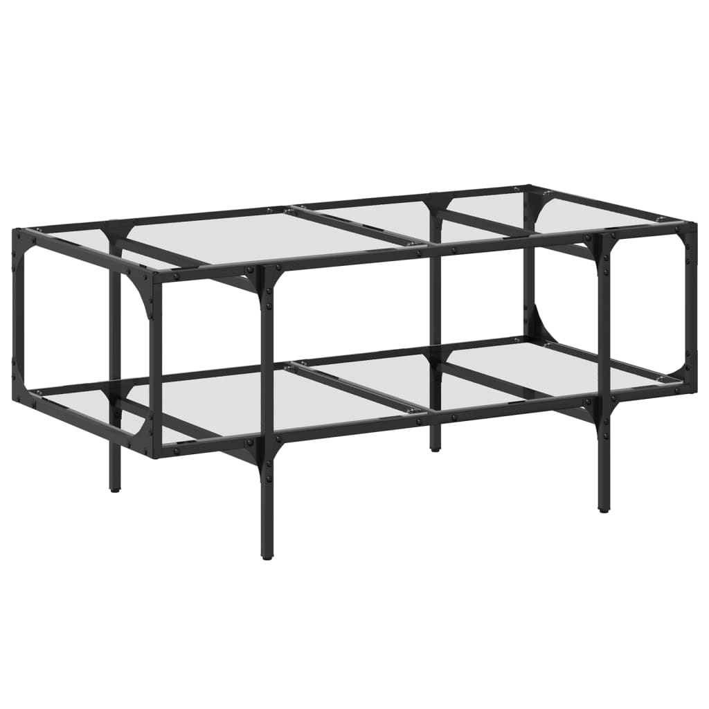 VidaXL Salontafel met transparant glazen blad 98,5x50x45 cm staal
