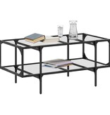 VidaXL Salontafel met transparant glazen blad 98,5x50x45 cm staal