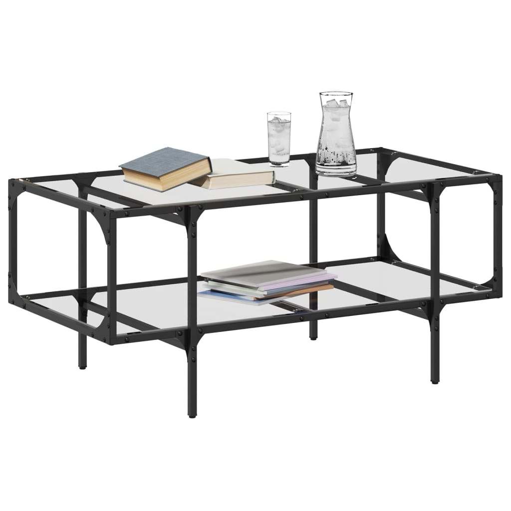 VidaXL Salontafel met transparant glazen blad 98,5x50x45 cm staal
