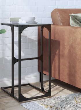 VidaXL Bijzettafel met zwart glazen blad 40x30x61,5 cm staal