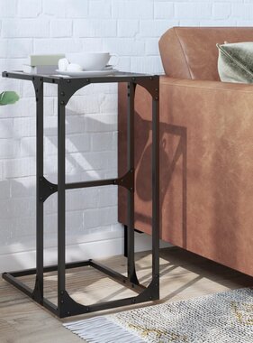 VidaXL Bijzettafel met transparant glazen blad 40x30x61,5 cm staal