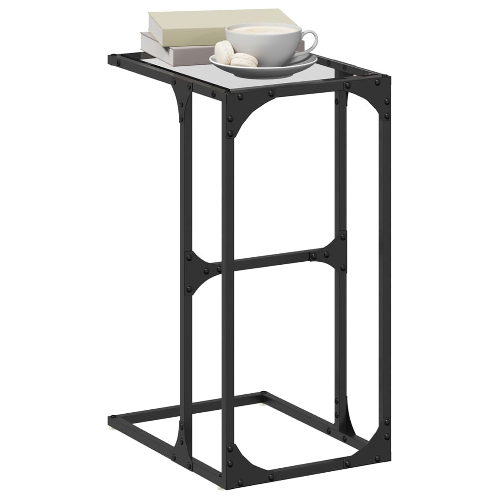 VidaXL Bijzettafel met transparant glazen blad 40x30x61,5 cm staal