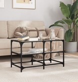 VidaXL Salontafel met zwart glazen blad 78,5x40x45 cm staal
