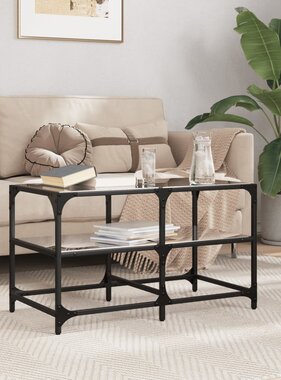 VidaXL Salontafel met zwart glazen blad 78,5x40x45 cm staal