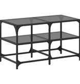 VidaXL Salontafel met zwart glazen blad 78,5x40x45 cm staal