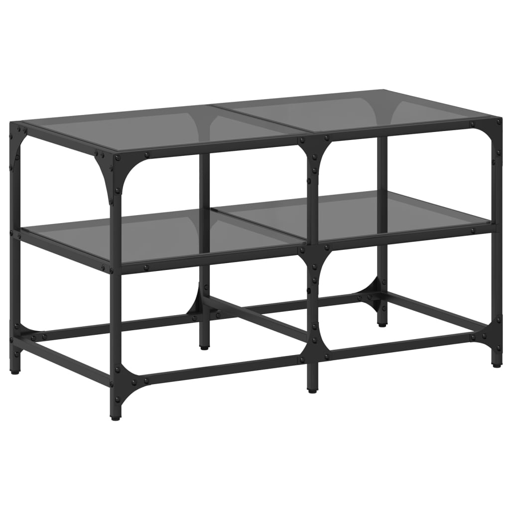 VidaXL Salontafel met zwart glazen blad 78,5x40x45 cm staal