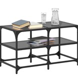 VidaXL Salontafel met zwart glazen blad 78,5x40x45 cm staal