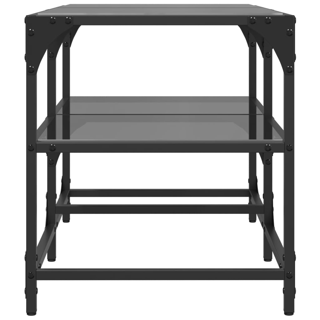 VidaXL Salontafel met zwart glazen blad 78,5x40x45 cm staal