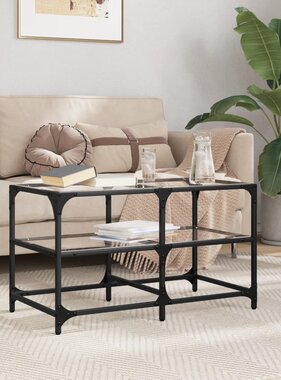 VidaXL Salontafel met transparant glazen blad 78,5x40x45 cm staal