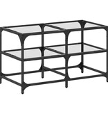 VidaXL Salontafel met transparant glazen blad 78,5x40x45 cm staal