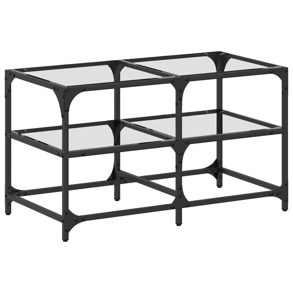VidaXL Salontafel met transparant glazen blad 78,5x40x45 cm staal