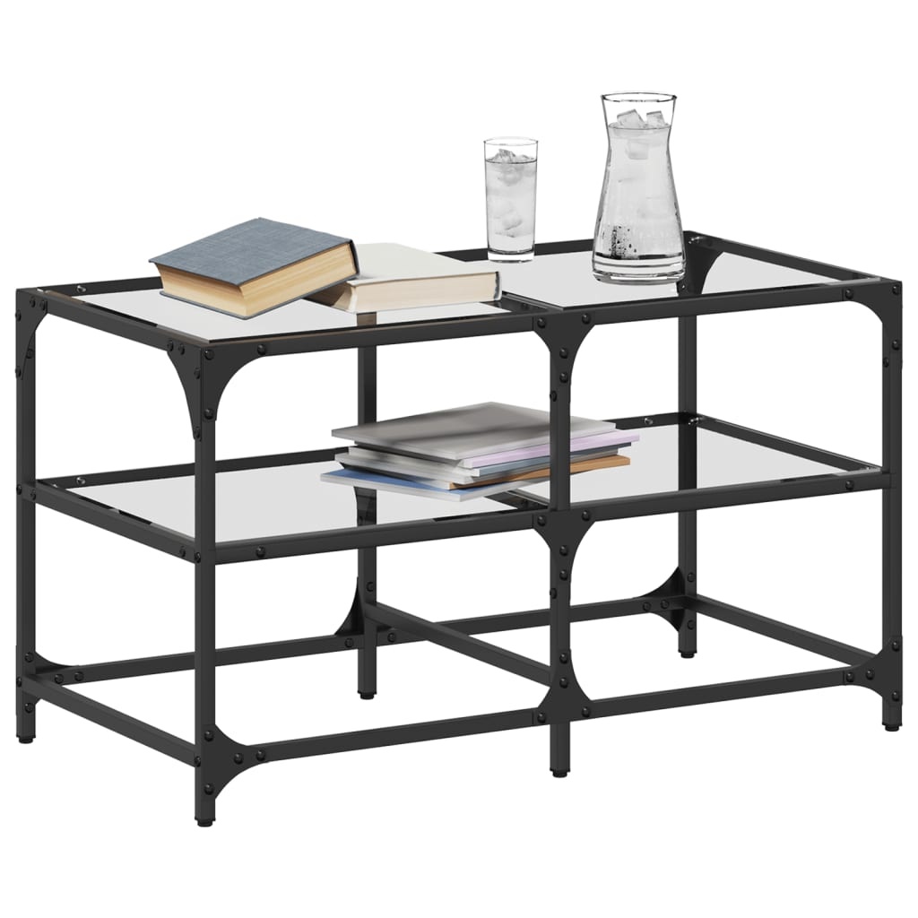 VidaXL Salontafel met transparant glazen blad 78,5x40x45 cm staal
